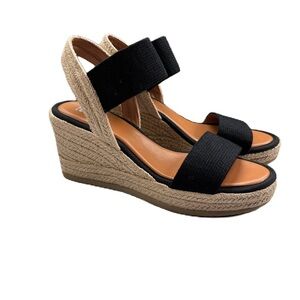 MIA Brittni Wedge Espadrille Sandals Black Wedges Sandals Wedding Event Comfort